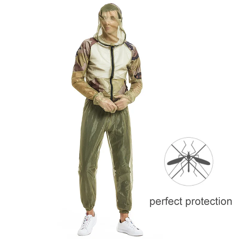 Сетчатый костюм с капюшоном, защищающий от комаров, комплект одежды для рыбалки на открытом воздухе, защищающий от насекомых, Одежда для кемпинга, пеших прогулок, одежда от укусов комаров Изображение 4
