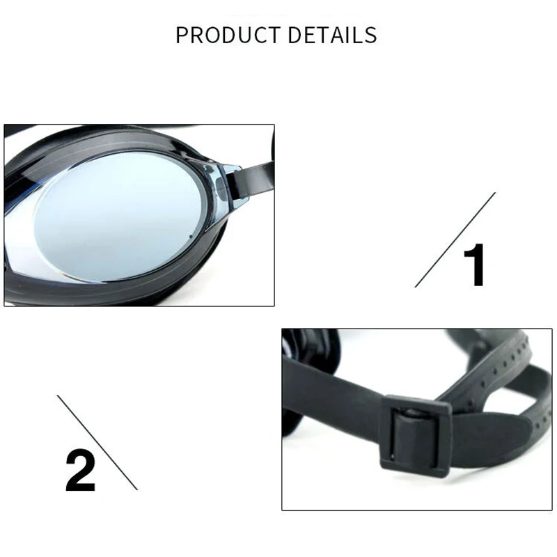 Силиконовые Удобные очки для плавания HD Для мужчин и женщин при близорукости, Затычка для ушей в бассейне, Противотуманные линзы из ПК, защита от ультрафиолета, Водонепроницаемые очки для плавания Изображение 2
