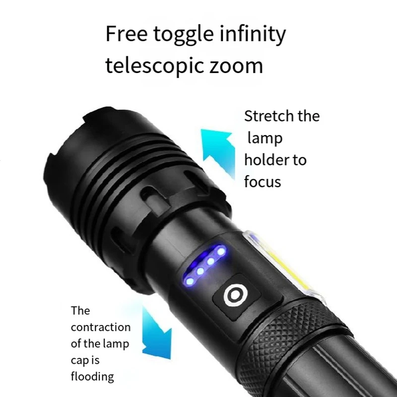 Сильный Световой Фонарик COB Side Light USB Charging Zoom Многофункциональный Супер Яркий Изображение 3