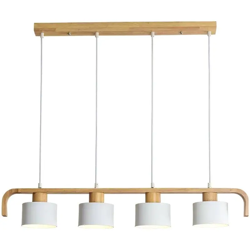 Современные светодиодные подвесные светильники с металлическим абажуром для столовой, деревянная подвесная лампа E27, деревянный кухонный светильник Изображение 2