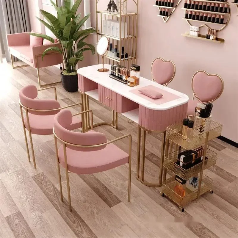 Современный минималистичный маникюрный стол и набор стульев, легкие Роскошные столы для салона красоты, мебель для салона, Домашний стол для макияжа ногтей Изображение 1