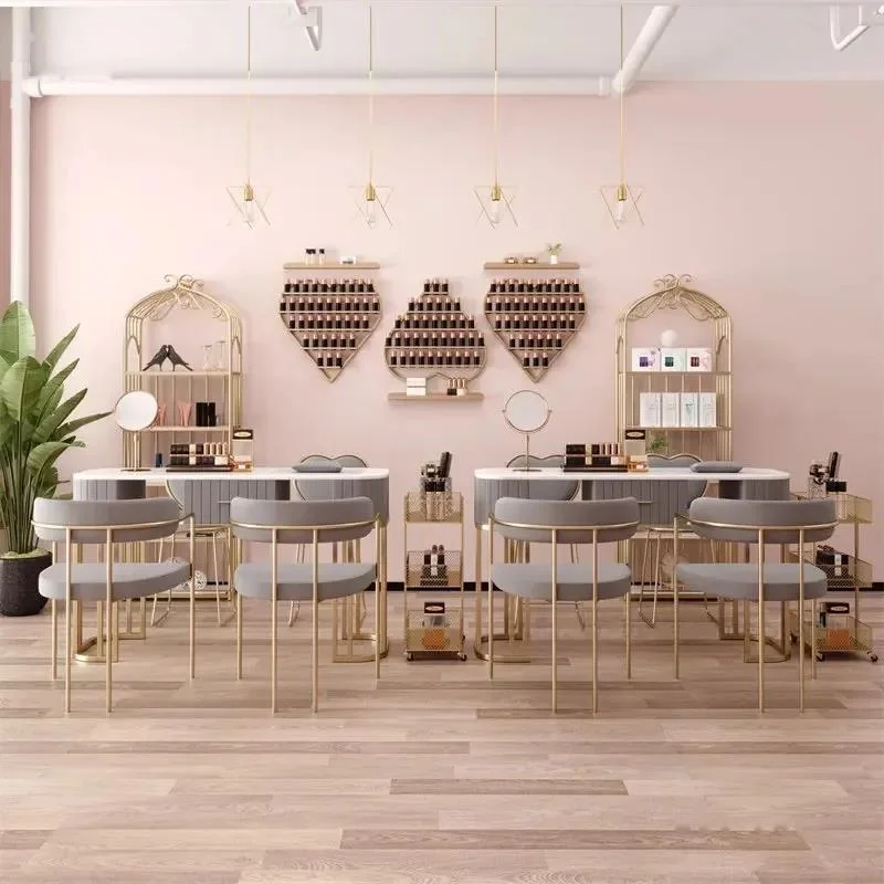 Современный минималистичный маникюрный стол и набор стульев, легкие Роскошные столы для салона красоты, мебель для салона, Домашний стол для макияжа ногтей Изображение 3