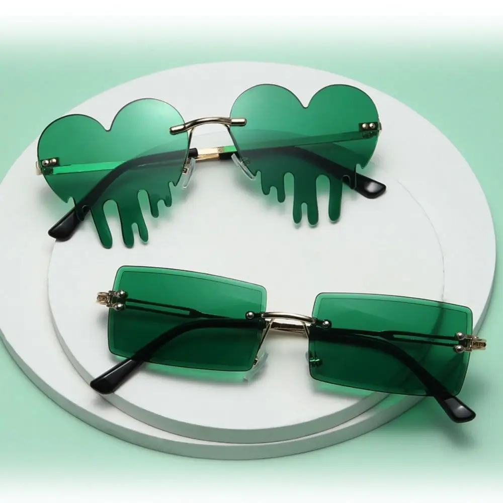 Солнцезащитные очки с Ирландским трилистником на День Святого Патрика, Зеленые Очки с Четырехлистным клевером, Модные Солнцезащитные очки без оправы, украшения для костюмов для вечеринок. Изображение 1