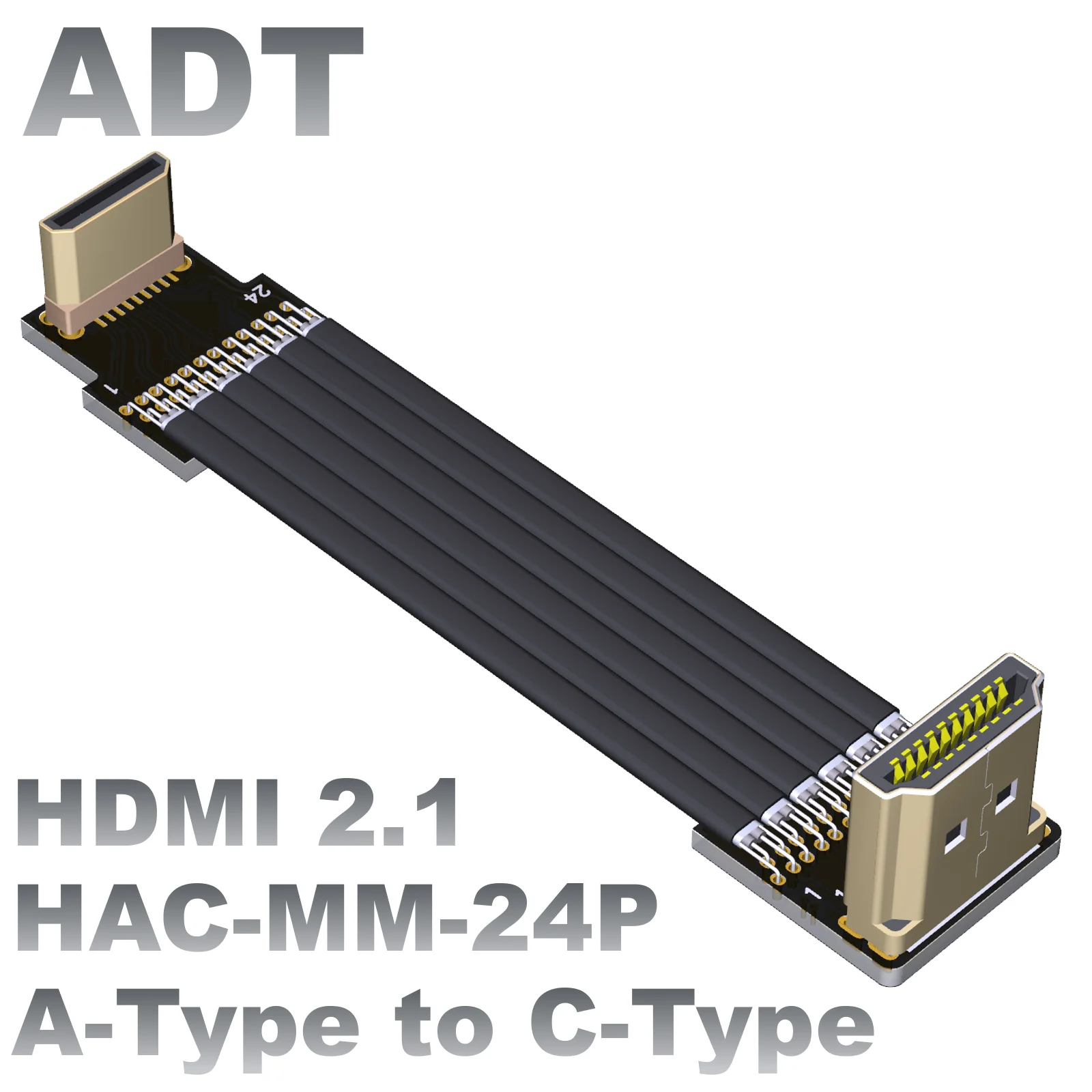 Стандартный удлинительный кабель ADT от HDMI до Mini HDMI (от типа A до типа C) Встроенный плоский тонкий видео-удлинитель с двумя штекерами 4K / 144Hz Изображение 0