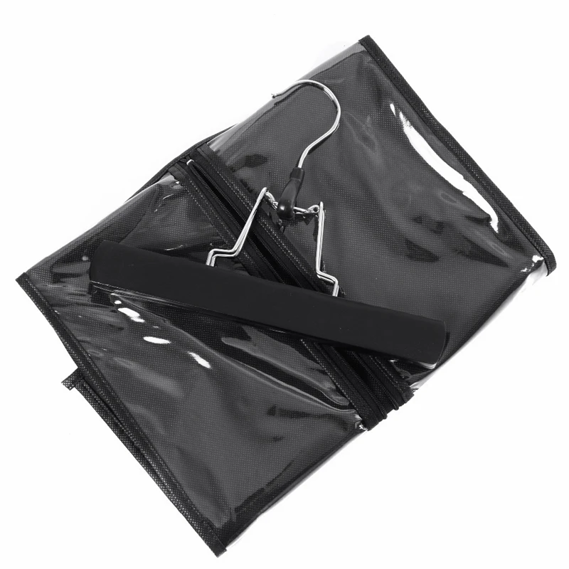 Сумка для парика на молнии, 3 комплекта (3 сумки + 3 вешалки) Черная сумка для наращивания волос, сумка для хранения, пыленепроницаемая сумка для наращивания волос Изображение 4