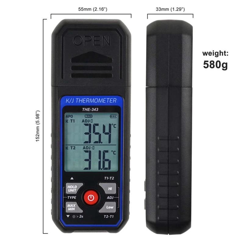 Термометр термопары Цифровой термометр типа K с 4 термопарами, диапазон измерения -328-2500℉ Термометр HVAC Изображение 5