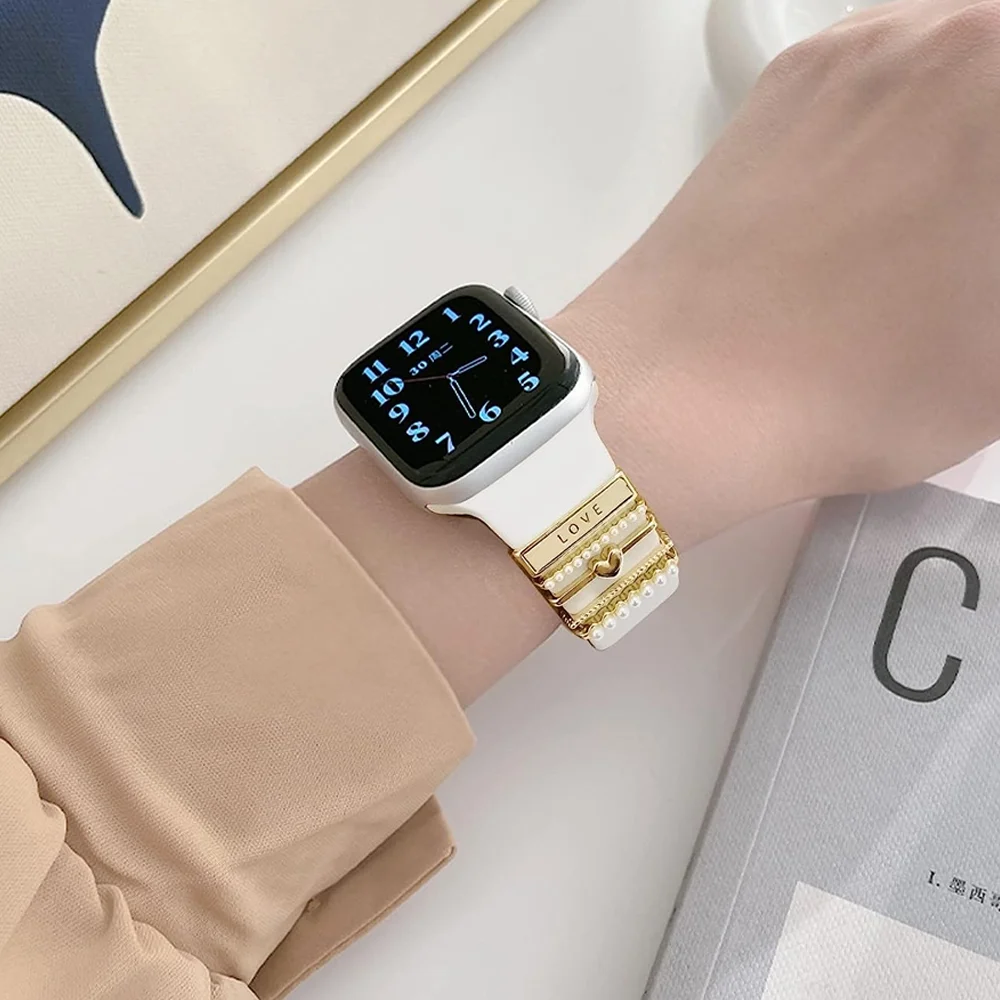 Украшение для Apple watch band 9 8 7 6 SE Ultra 2 Аксессуары Ювелирные изделия с бриллиантами Декоративное кольцо для Samsung watch ремешок 20 мм/22 мм Изображение 3