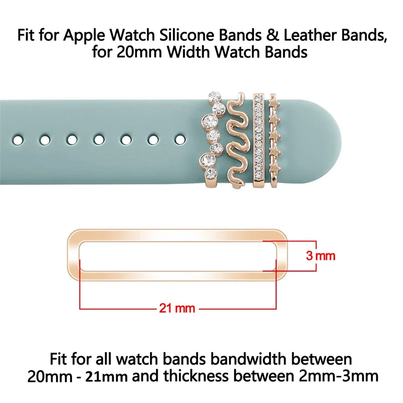 Украшение для Apple watch band 9 8 7 6 SE Ultra 2 Аксессуары Ювелирные изделия с бриллиантами Декоративное кольцо для Samsung watch ремешок 20 мм/22 мм Изображение 5