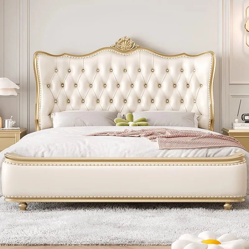 Уникальная современная двуспальная кровать для хранения вещей Queen Twin King Двуспальная кровать Белая Роскошная мебель Princess Camas De Matrimonio Dormitorio Изображение 1