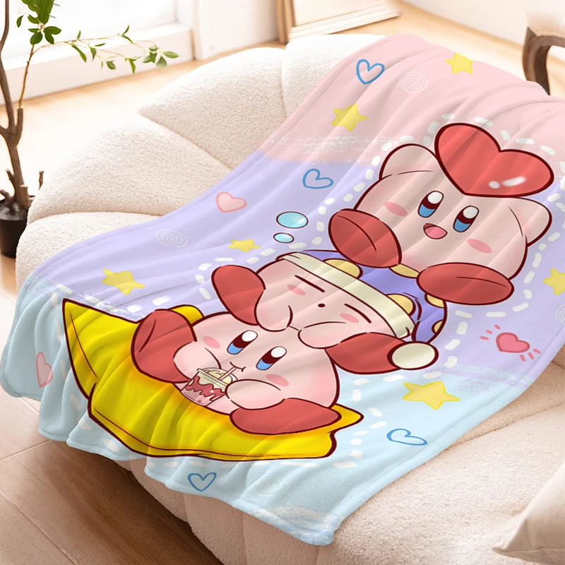 Фланелевые Диванные Одеяла для Зимы K-Kirbys Cute Warm Bed Fleece Camping Custom King Size Пушистые Мягкие Одеяла Из Микрофибры Постельное Белье Изображение 1