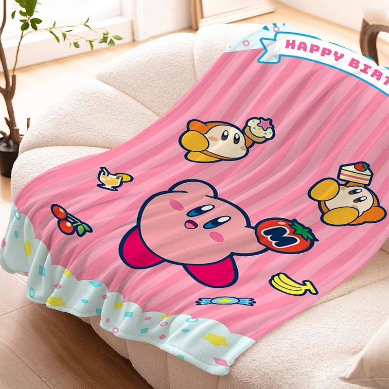 Фланелевые Диванные Одеяла для Зимы K-Kirbys Cute Warm Bed Fleece Camping Custom King Size Пушистые Мягкие Одеяла Из Микрофибры Постельное Белье Изображение 2