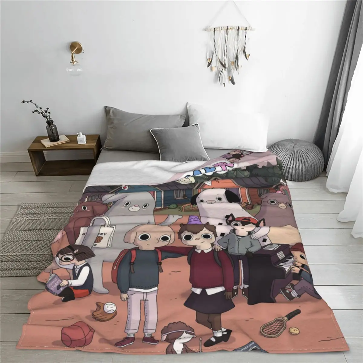 Флисовое одеяло Summer Camp Island с изображением Ежика из аниме-мультфильма Одеяло для кровати в спальне Мягкое плюшевое Тонкое одеяло Изображение 1