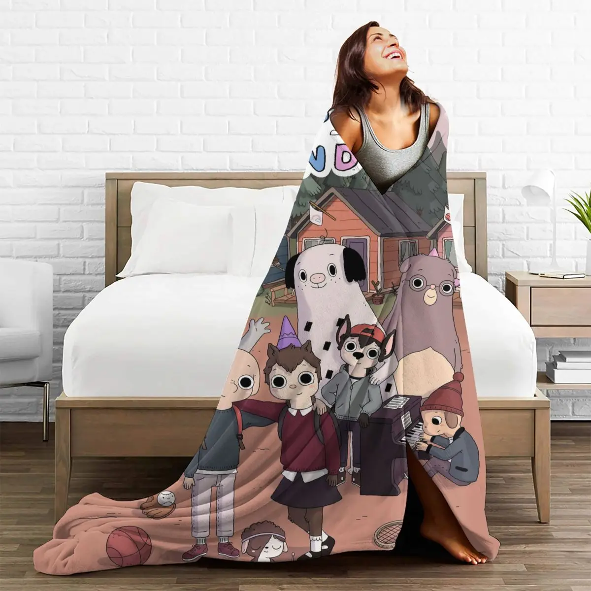 Флисовое одеяло Summer Camp Island с изображением Ежика из аниме-мультфильма Одеяло для кровати в спальне Мягкое плюшевое Тонкое одеяло Изображение 2