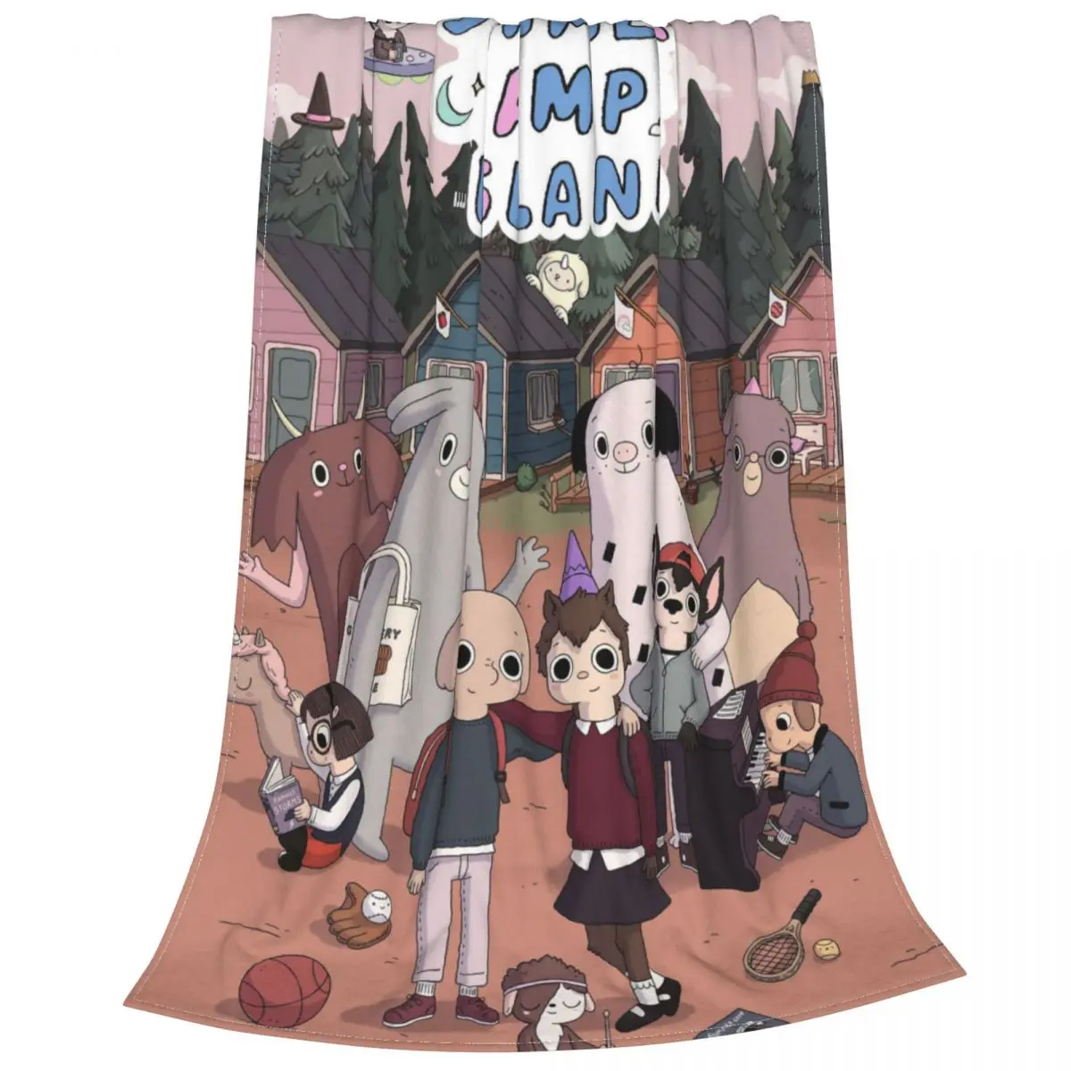 Флисовое одеяло Summer Camp Island с изображением Ежика из аниме-мультфильма Одеяло для кровати в спальне Мягкое плюшевое Тонкое одеяло Изображение 3