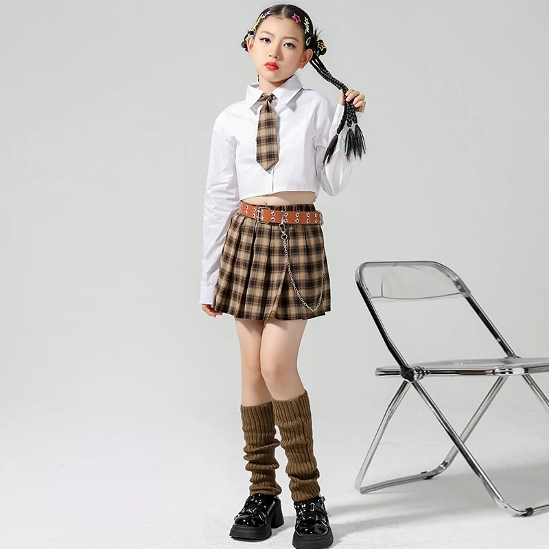 Форма для девочек-болельщиц, Джазовый танцевальный костюм JK, детская одежда для уличных танцев, одежда для выступлений, Фестивальная одежда, Kpop Наряд DL11327 Изображение 1