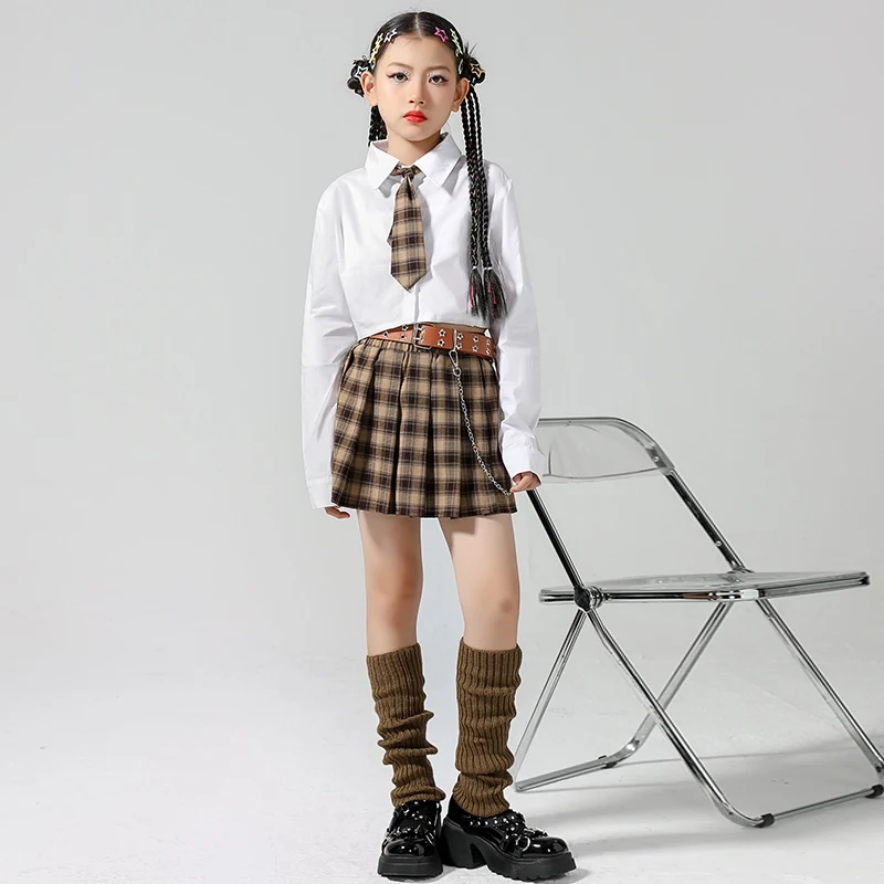 Форма для девочек-болельщиц, Джазовый танцевальный костюм JK, детская одежда для уличных танцев, одежда для выступлений, Фестивальная одежда, Kpop Наряд DL11327 Изображение 5