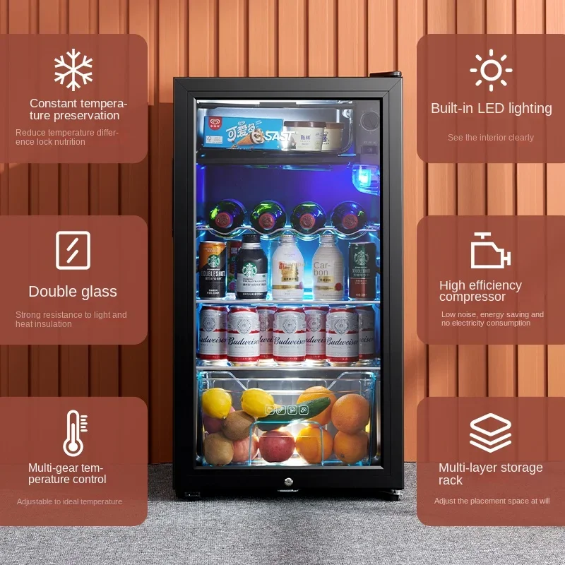 Холодильник Xianke, Ледяной бар, Маленький прозрачный холодильник, Для хранения чая в домашних условиях, напитков с красным вином Изображение 2