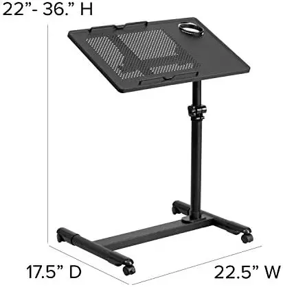 Черный передвижной компьютерный стол из стали с регулируемой высотой Изображение 2