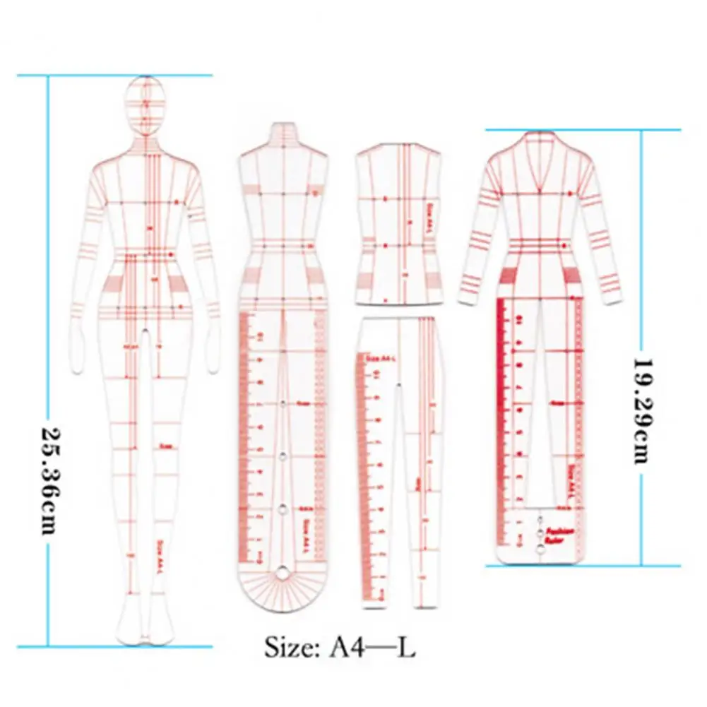 Шаблон модного рисунка Линейка Шаблон иллюстрации Линейка Школьные Эстетические Линейки Шаблон дизайна рисунка Инструменты для пошива Изображение 5