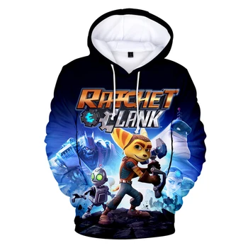 Толстовка Ratchet Clank С капюшоном 3D Спортивный Костюм С Длинным рукавом Мужская Женская Толстовка Harajuku Streetwear 2021 Pop Game Одежда Унисекс Плюс размер